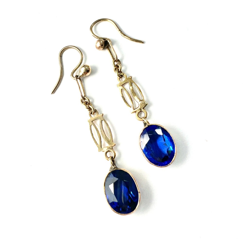 Edwardian Sapphire Drop 9CT Gold Earrings