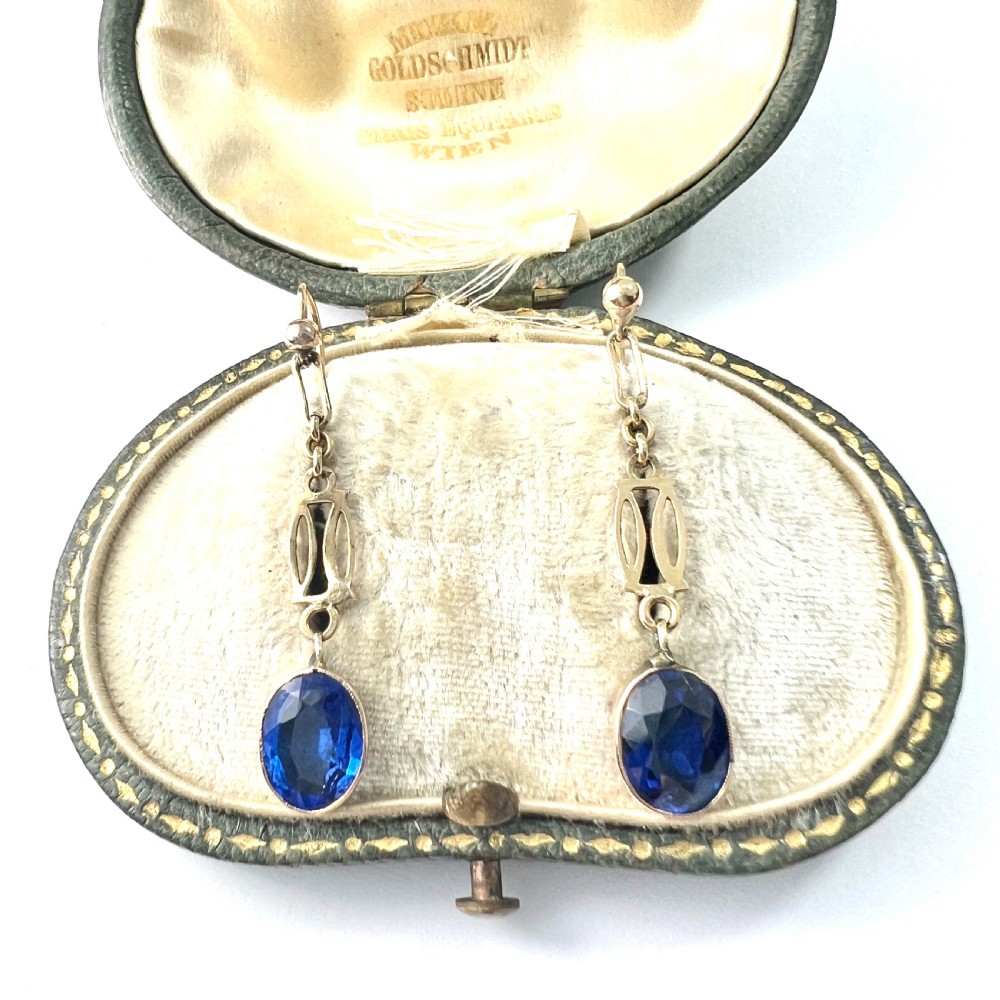 Edwardian Sapphire Drop 9CT Gold Earrings View III