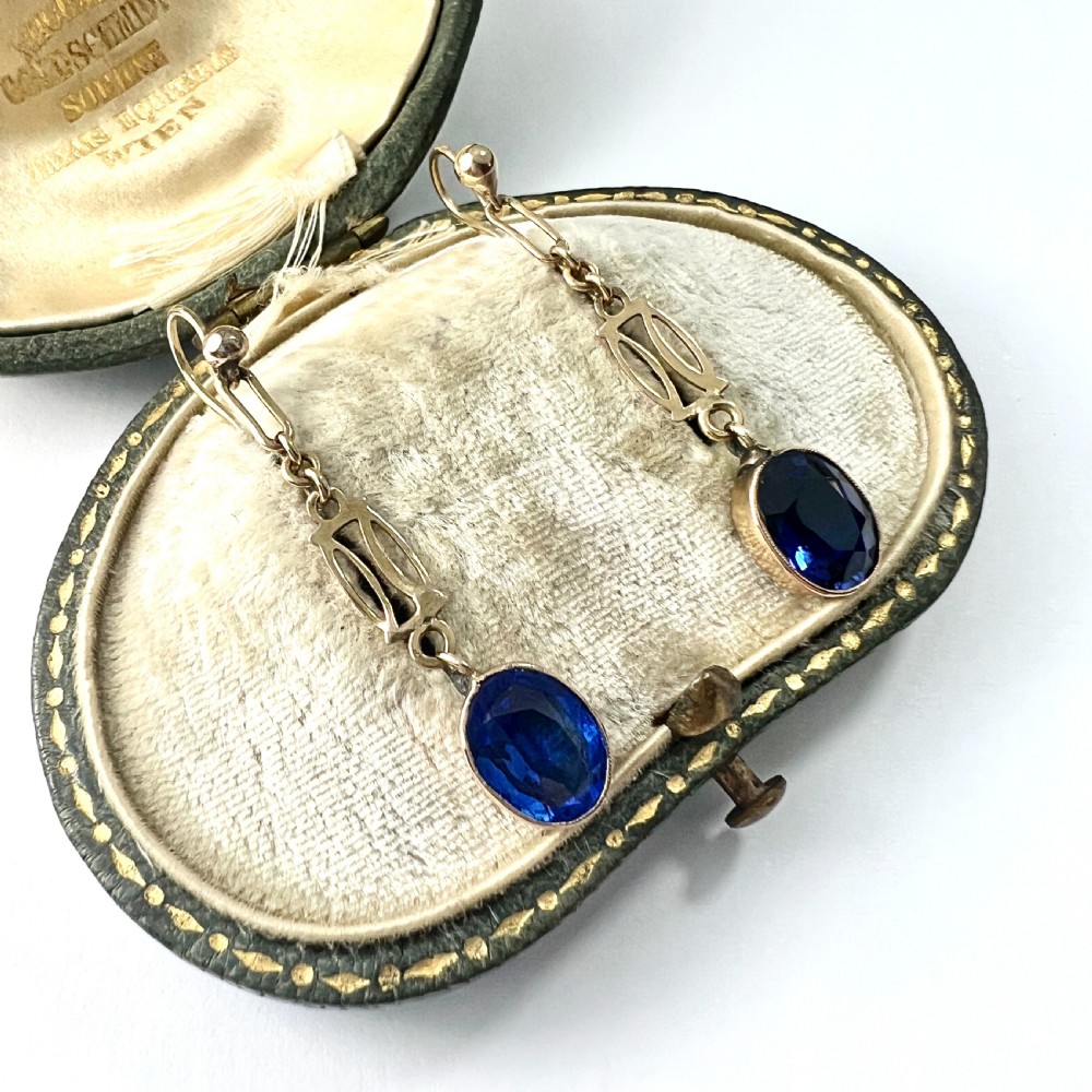 Edwardian Sapphire Drop 9CT Gold Earrings View V