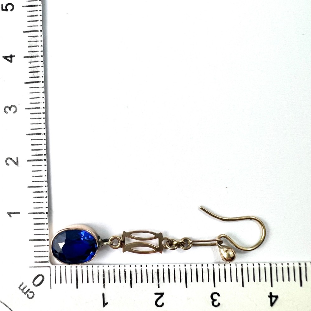Edwardian Sapphire Drop 9CT Gold Earrings View VII