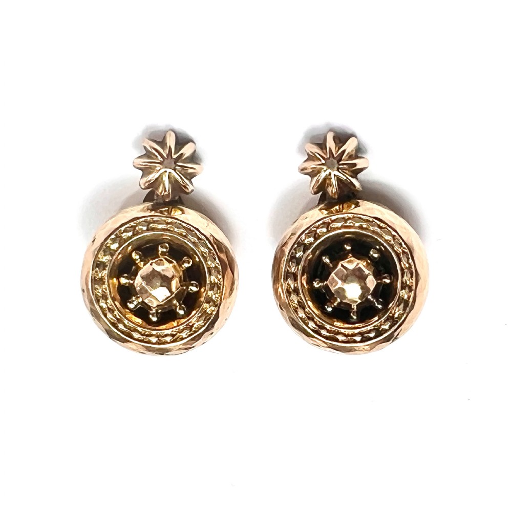 • Victorian Gold-Cased Star Target Ear Clips