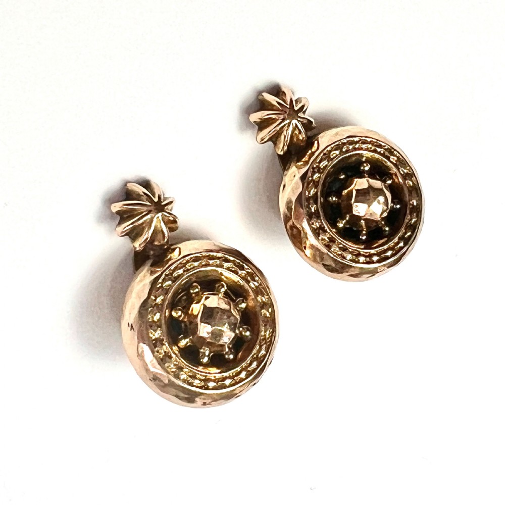 • Victorian Gold-Cased Star Target Ear Clips View II