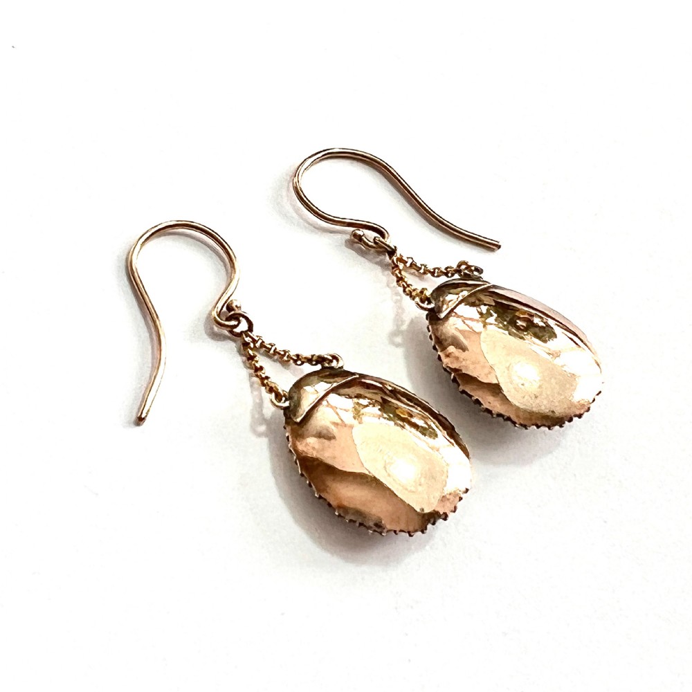 • Georgian Diamond and Pearl Blue Enamel Chain Drop Earrings View IV