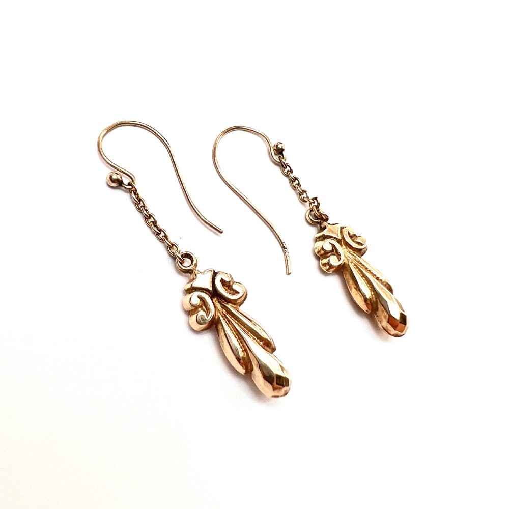 Antique 9CT Gold Chain Drop Earrings