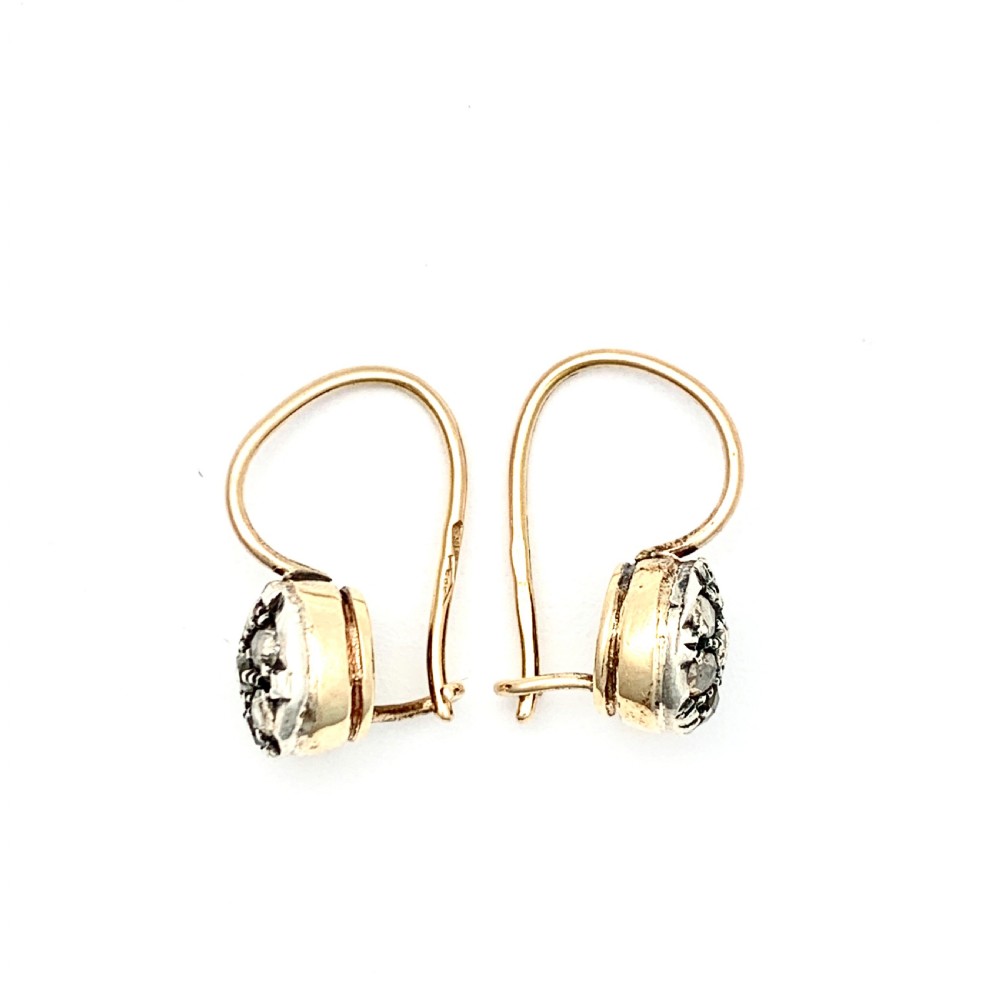 Vintage Rose Cut Diamond Cluster Earrings in 14CT Gold View IV