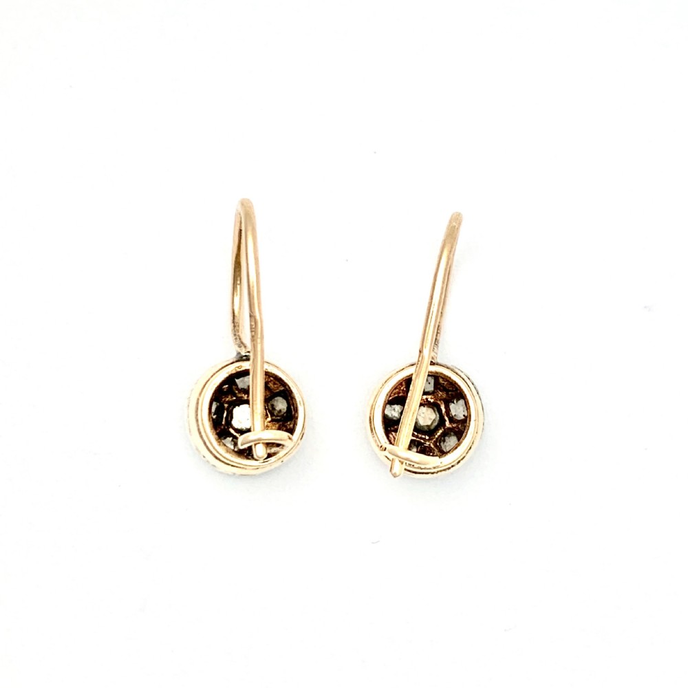 Vintage Rose Cut Diamond Cluster Earrings in 14CT Gold View V