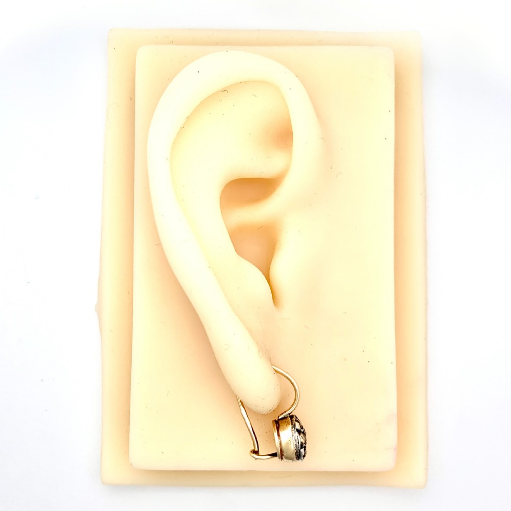 Vintage Rose Cut Diamond Cluster Earrings in 14CT Gold View X