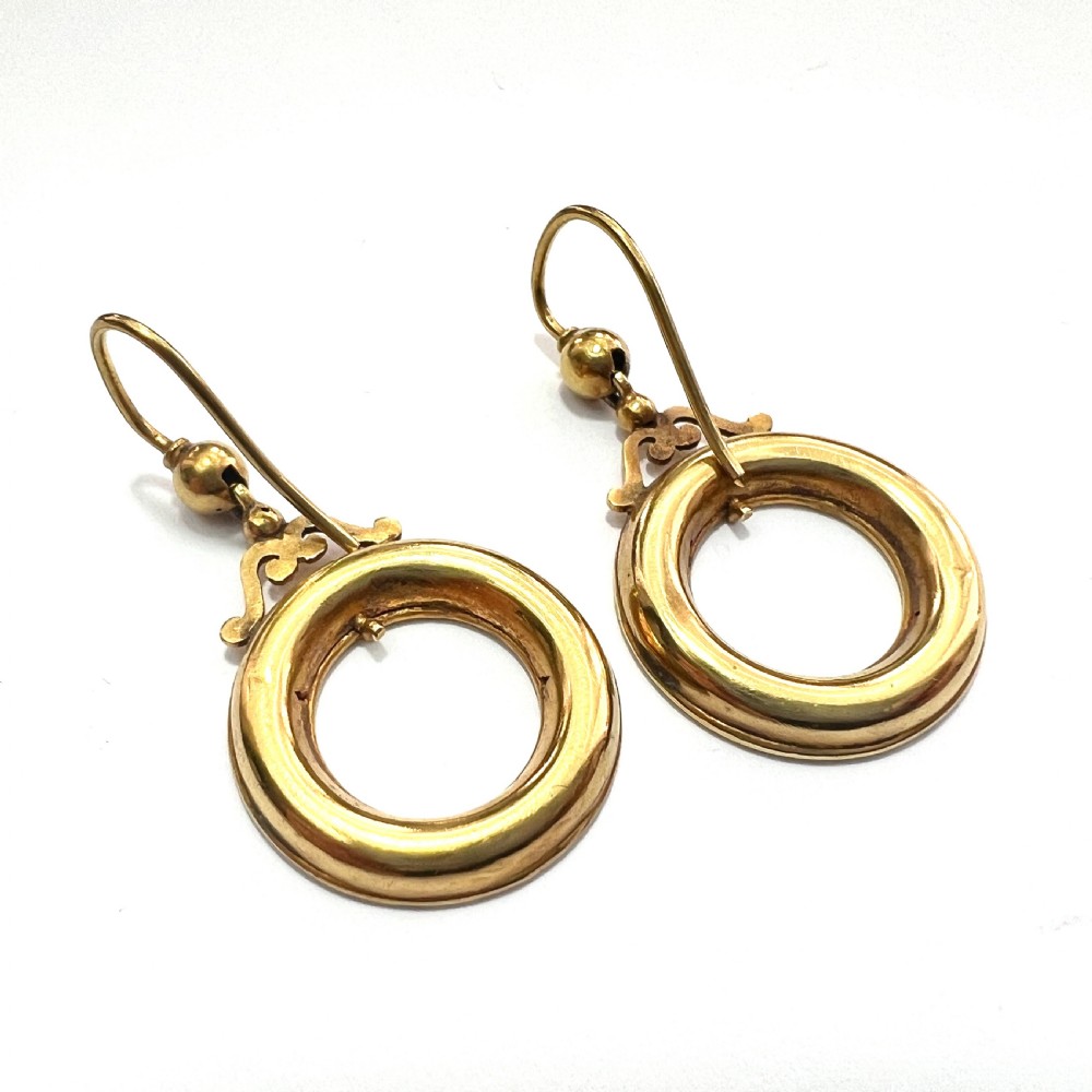 • Boxed Victorian High Carat Gold Circle Earrings View VI