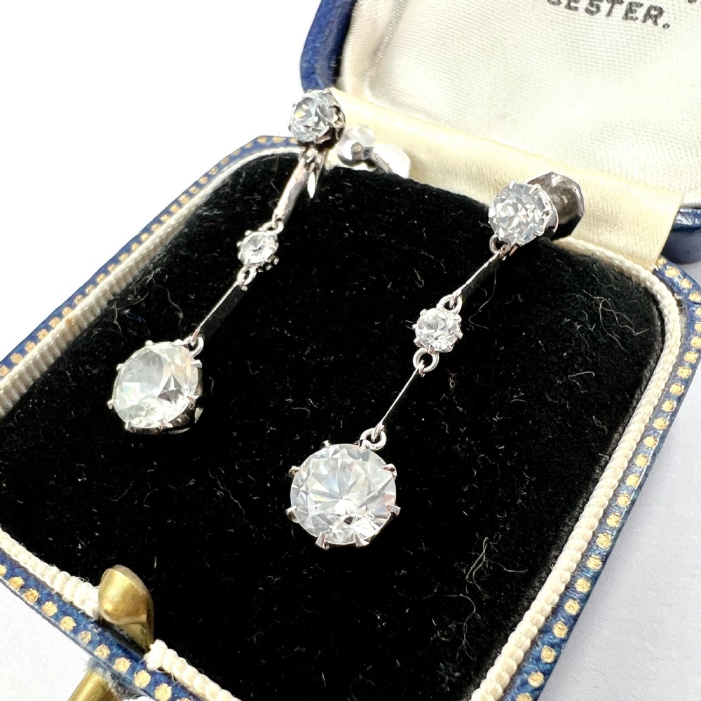 Art Deco Zircon 9CT White Gold Screwback Earrings View II