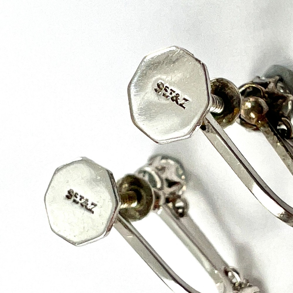 Art Deco Zircon 9CT White Gold Screwback Earrings View V