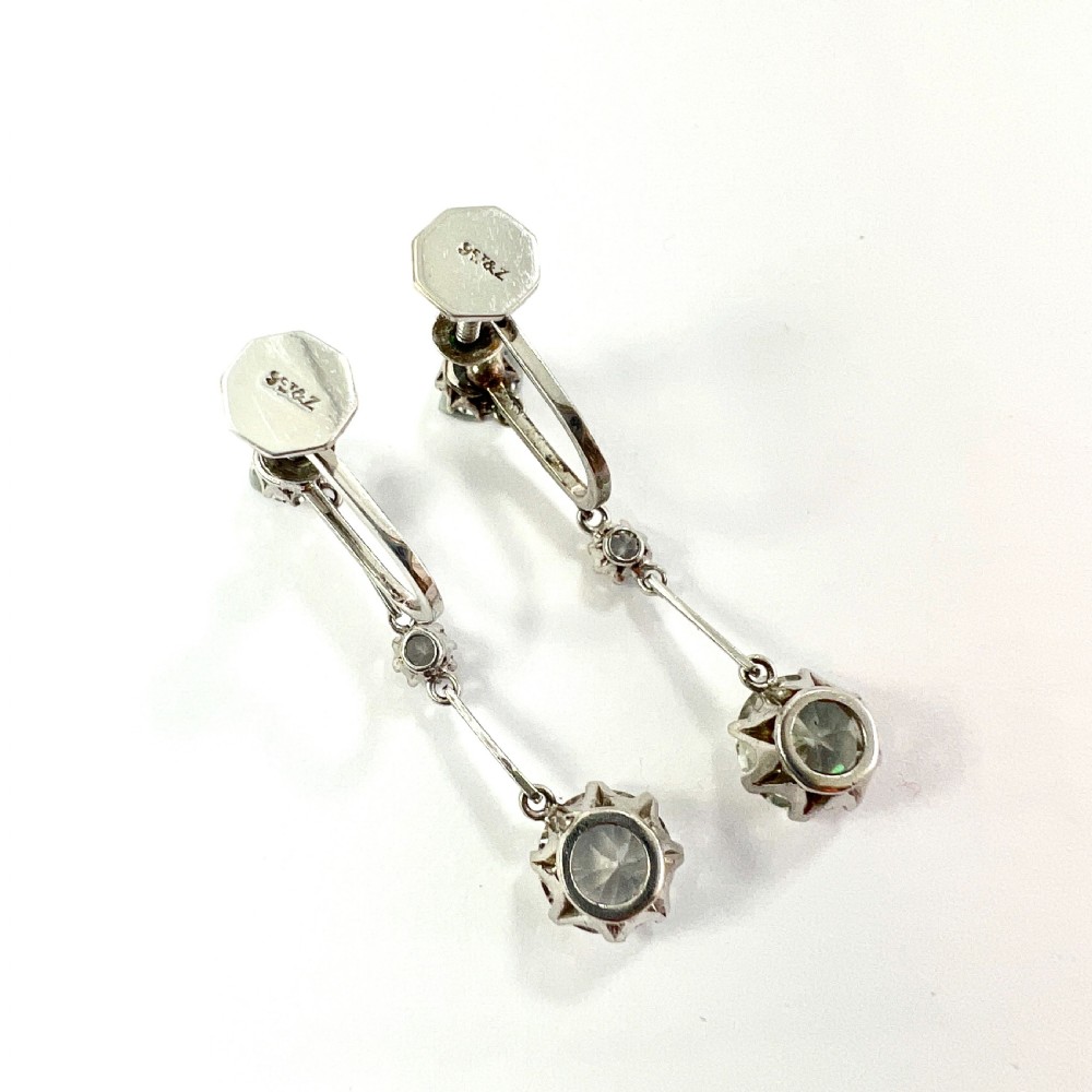 Art Deco Zircon 9CT White Gold Screwback Earrings View VII