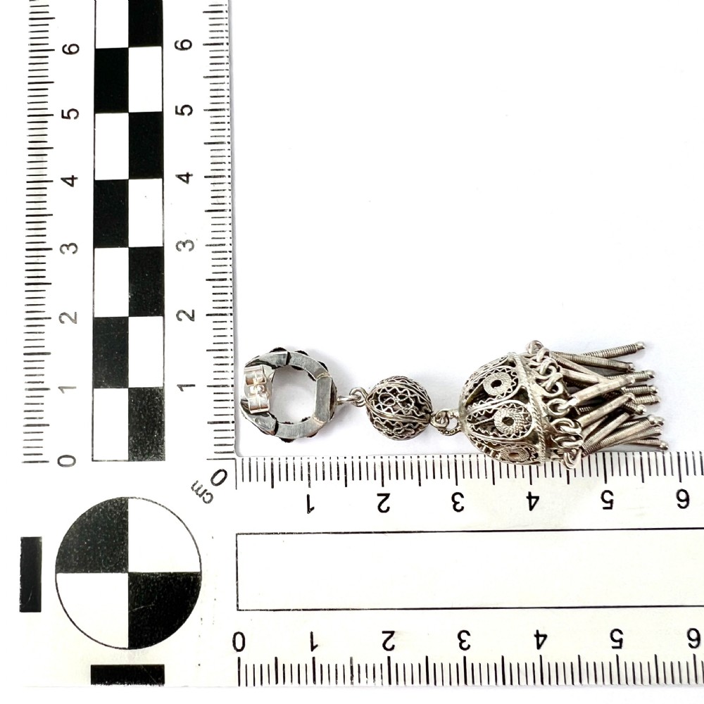 Antique Silver Filigree Tassel Chandelier Earrings View VI