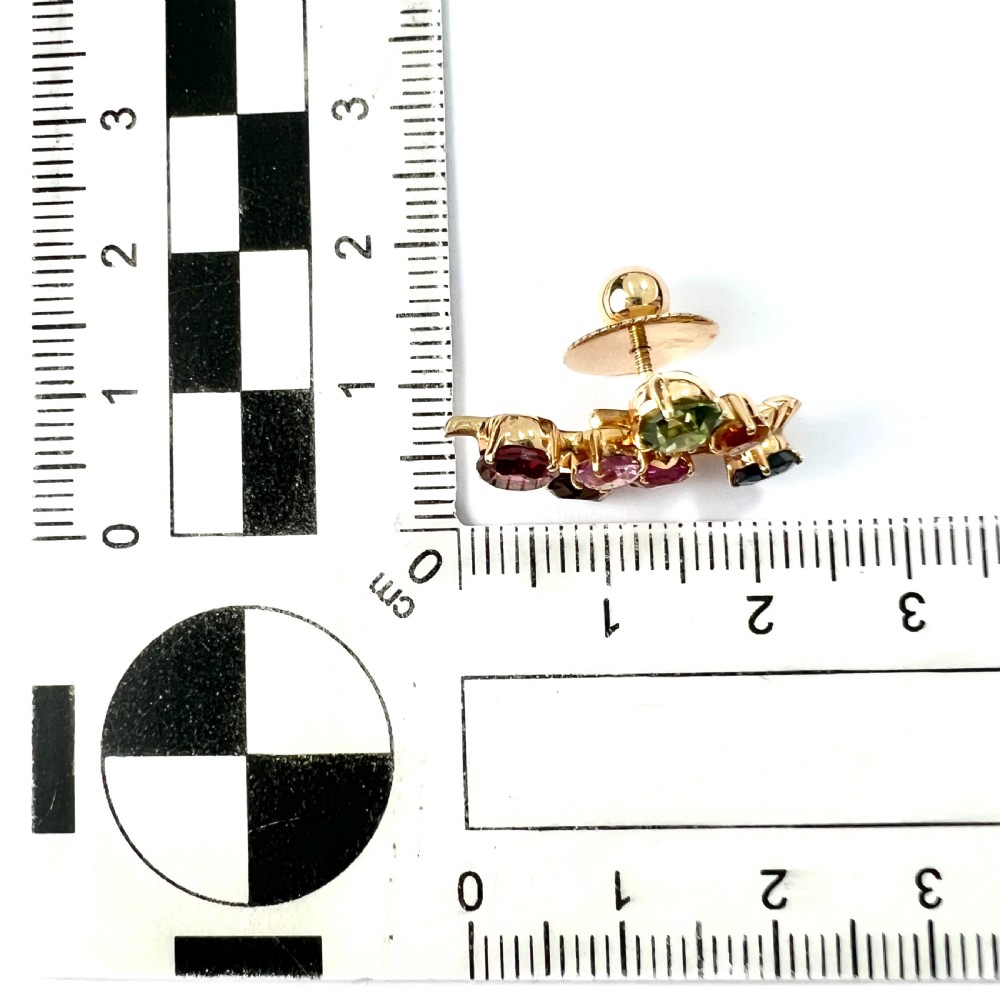 RESERVED • Vintage Gold Sri Lankan Tutti Frutti Gemstone Earrings View V