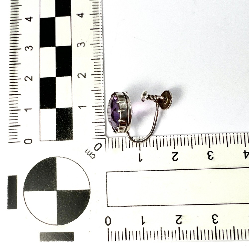 Antique Amethyst Silver Screwback Earrings View VII