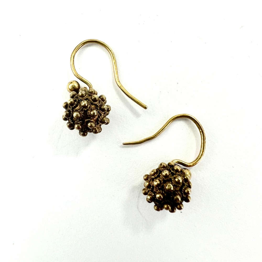 Tiny Victorian Cannetille Ball Earrings in 9CT Gold View V