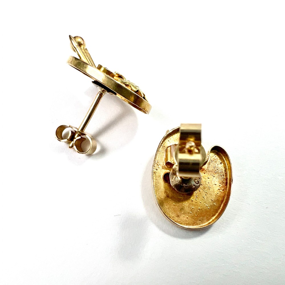 Rare Victorian Ruby 9CT Gold Artists Palette Earrings View VI