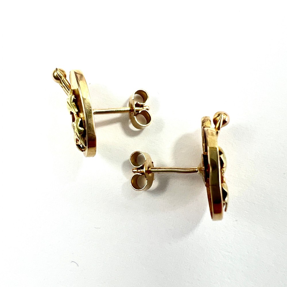 Rare Victorian Ruby 9CT Gold Artists Palette Earrings View IX