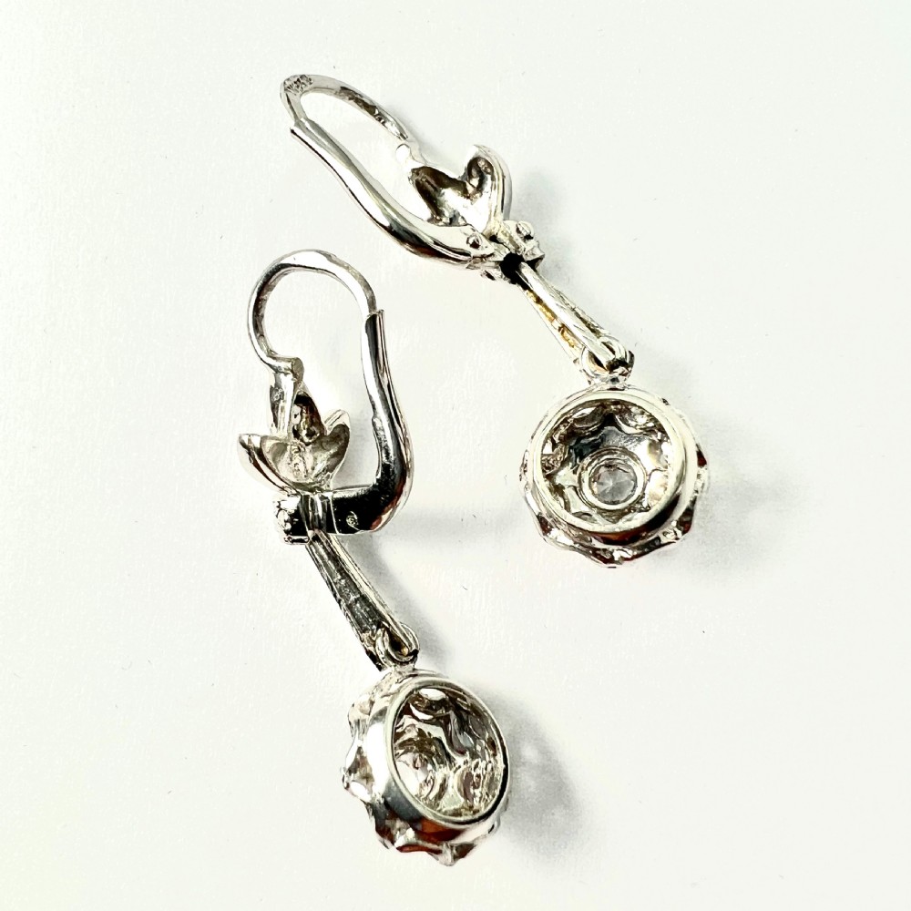 Vintage 18CT Gold White Topaz Drop Earrings View IV