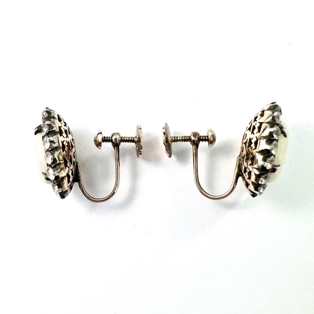 • Vintage 9CT Gold Opal and White Sapphire Halo Earrings View IX