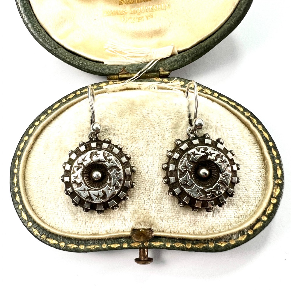 Victorian Silver Ivy Leaf Earrings