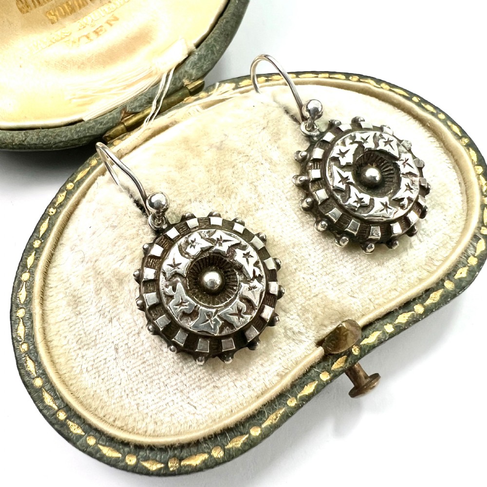 Victorian Silver Ivy Leaf Earrings View III