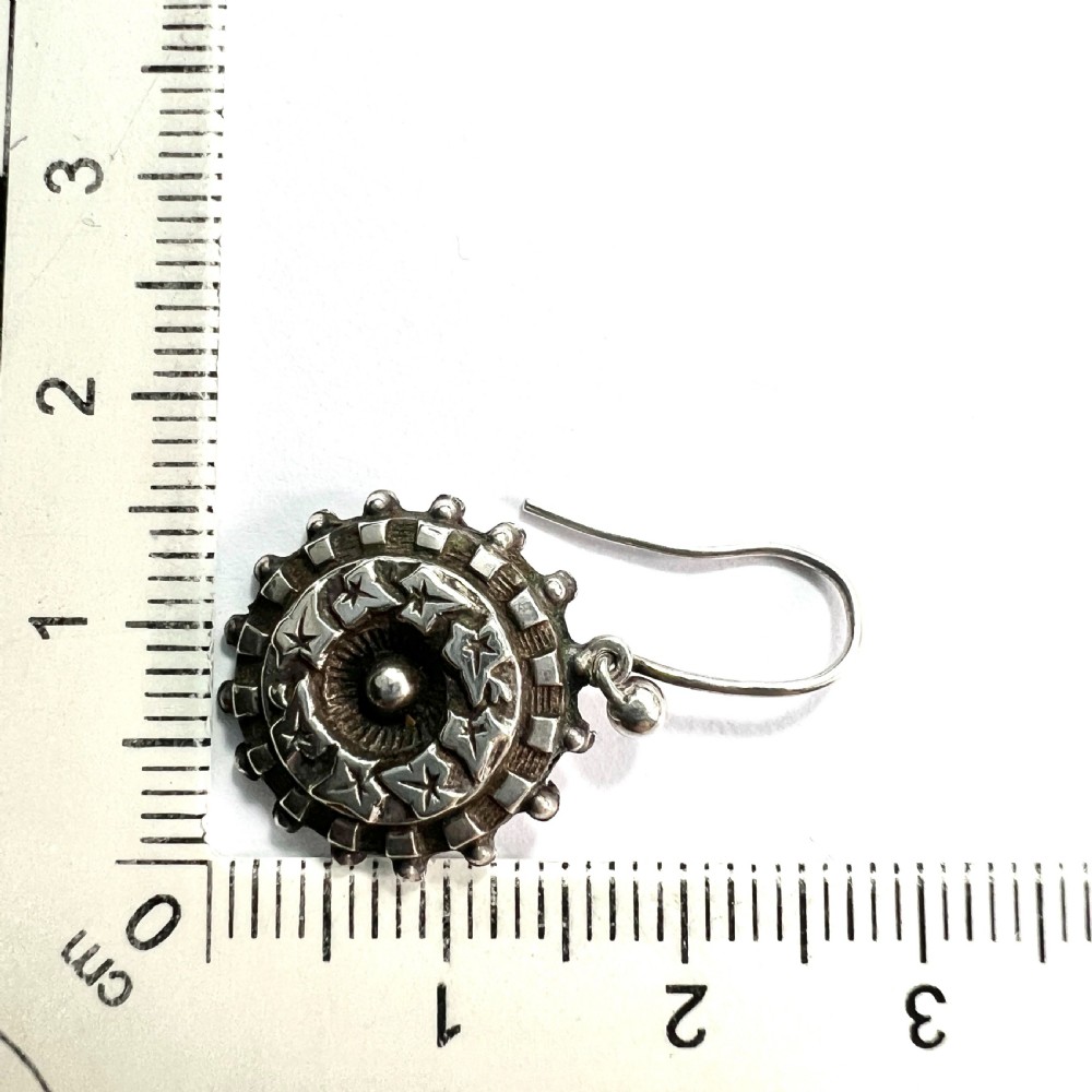 Victorian Silver Ivy Leaf Earrings View VI