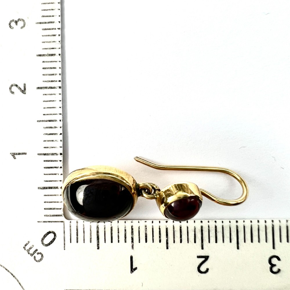 Victorian 9CT Gold Garnet Double Drop Earrings View IV