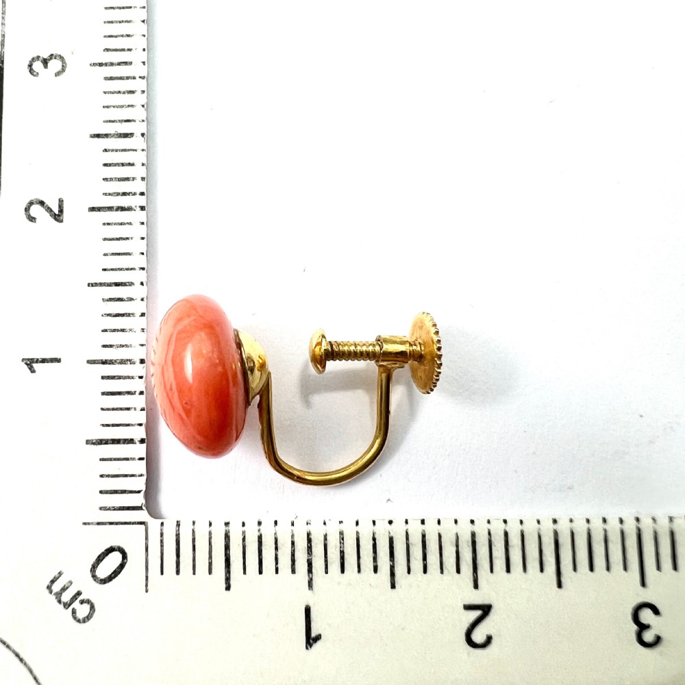 • Antique 9CT Gold Coral Screwback Earrings View VI