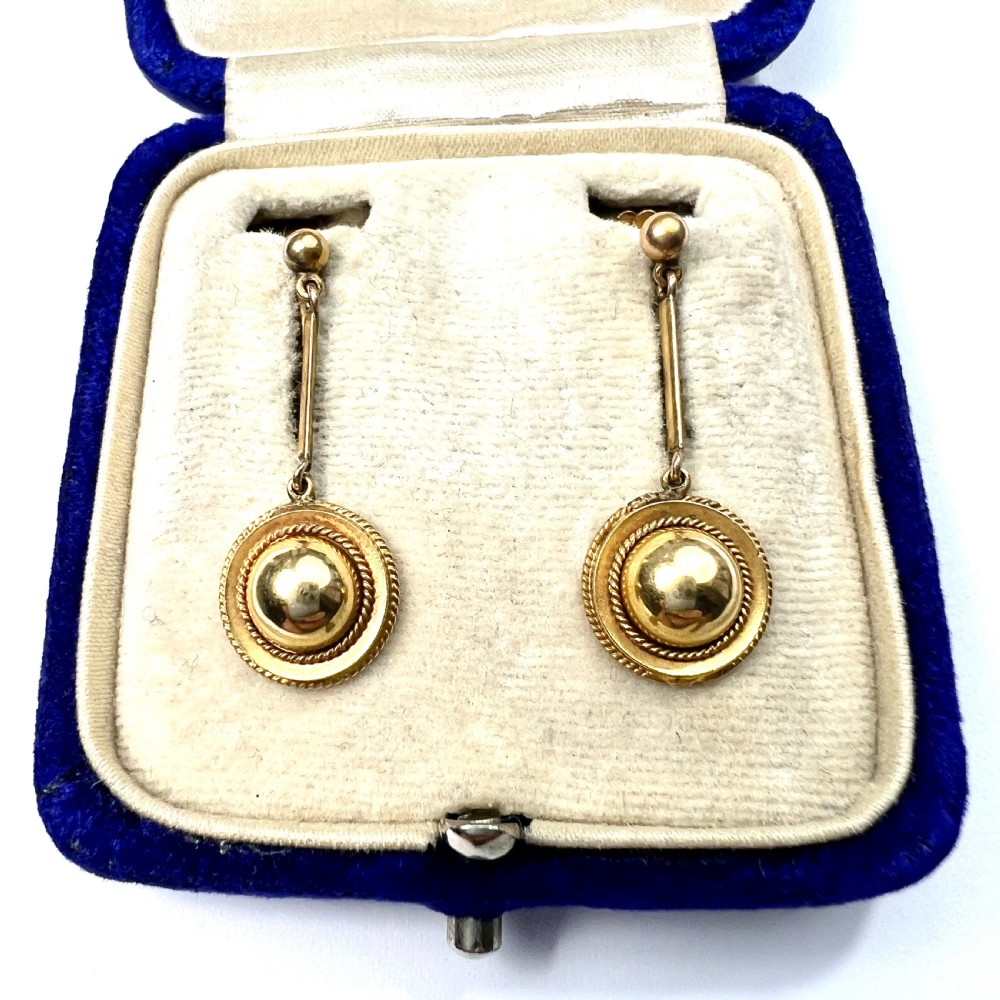 Victorian Gold Dome Drop Screwback Earrings
