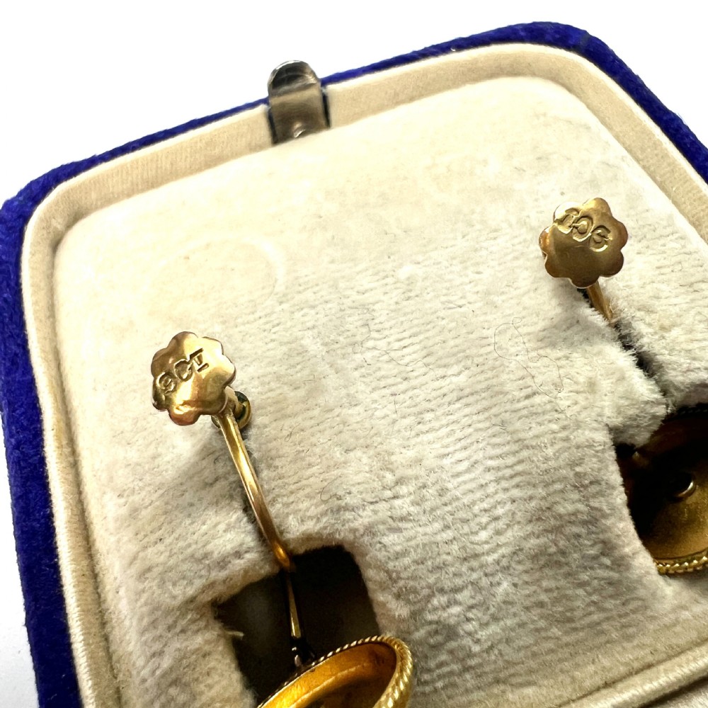 Victorian Gold Dome Drop Screwback Earrings View VII