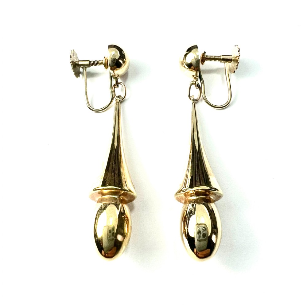• Victorian 9CT Gold Screwback Drop Earrings