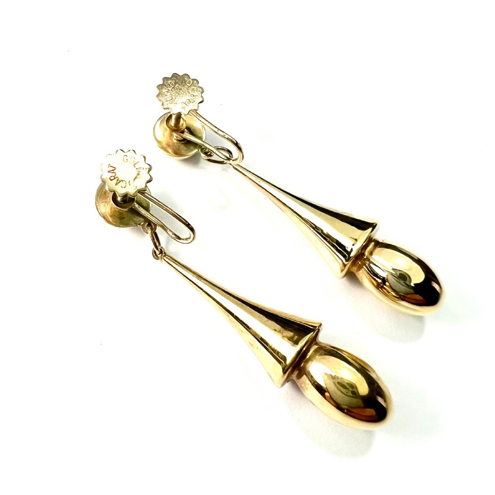 • Victorian 9CT Gold Screwback Drop Earrings View III