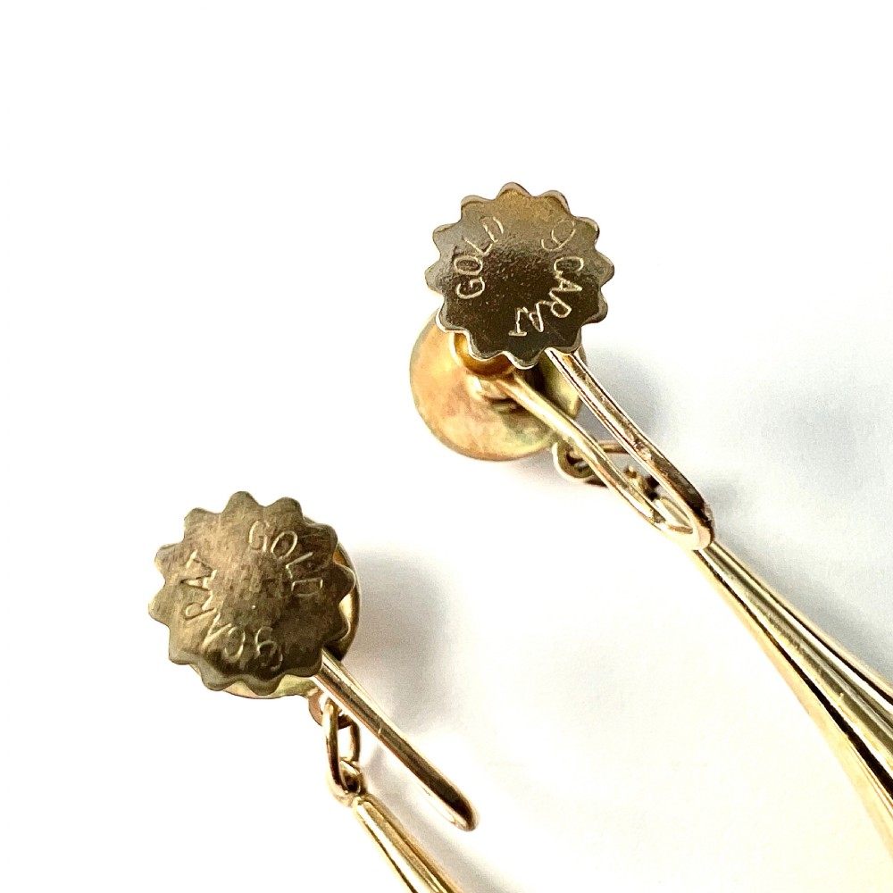 • Victorian 9CT Gold Screwback Drop Earrings View IV