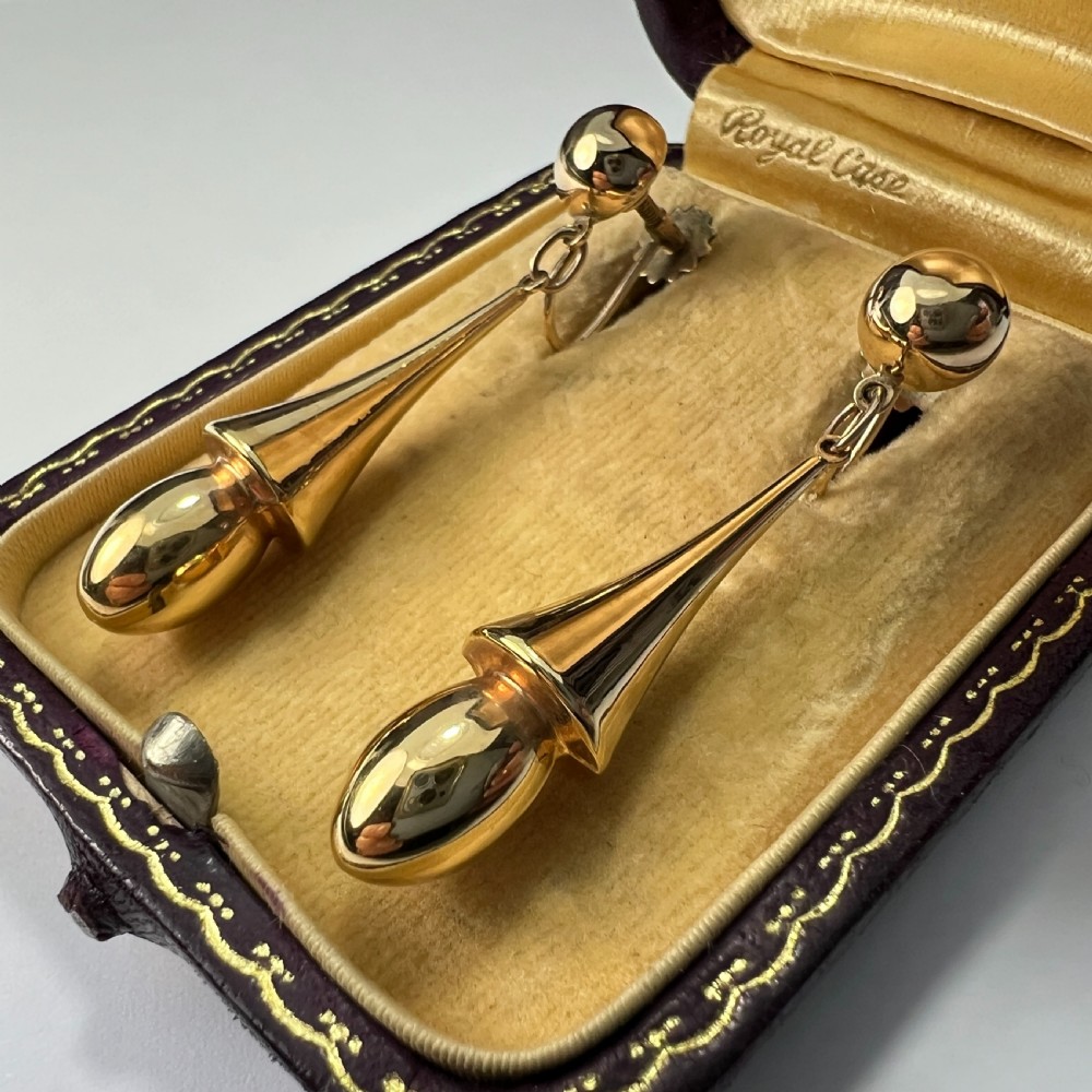 • Victorian 9CT Gold Screwback Drop Earrings View V