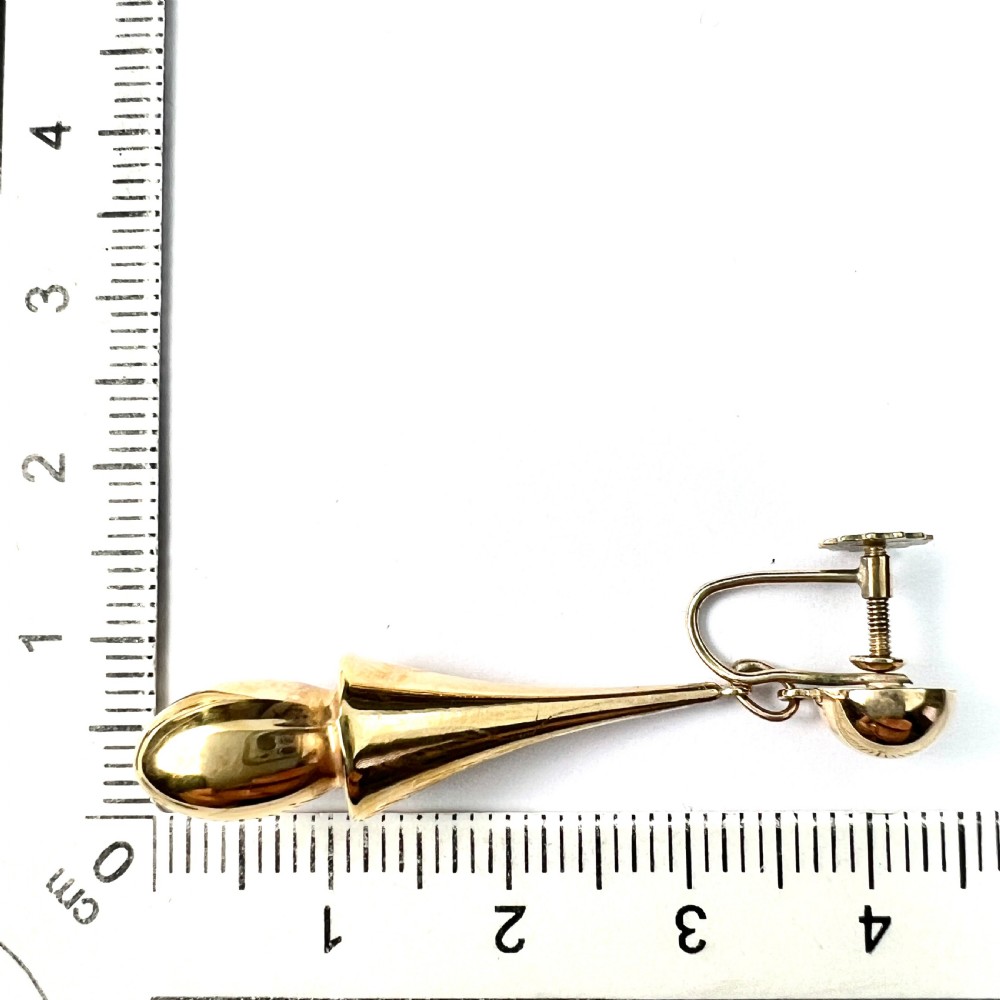 • Victorian 9CT Gold Screwback Drop Earrings View VI
