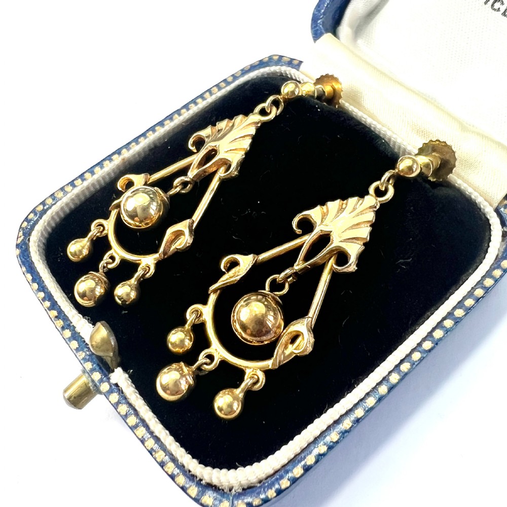 Victorian 9CT Gold Screwback Chandelier Earrings