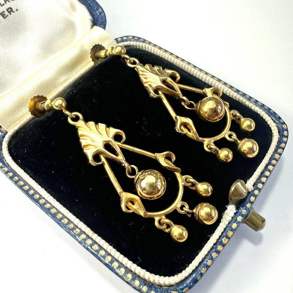 Victorian 9CT Gold Screwback Chandelier Earrings View II