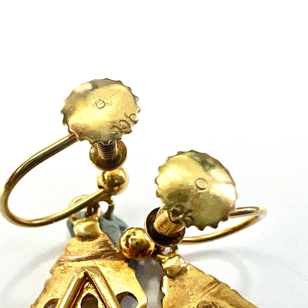 Victorian 9CT Gold Screwback Chandelier Earrings View VI