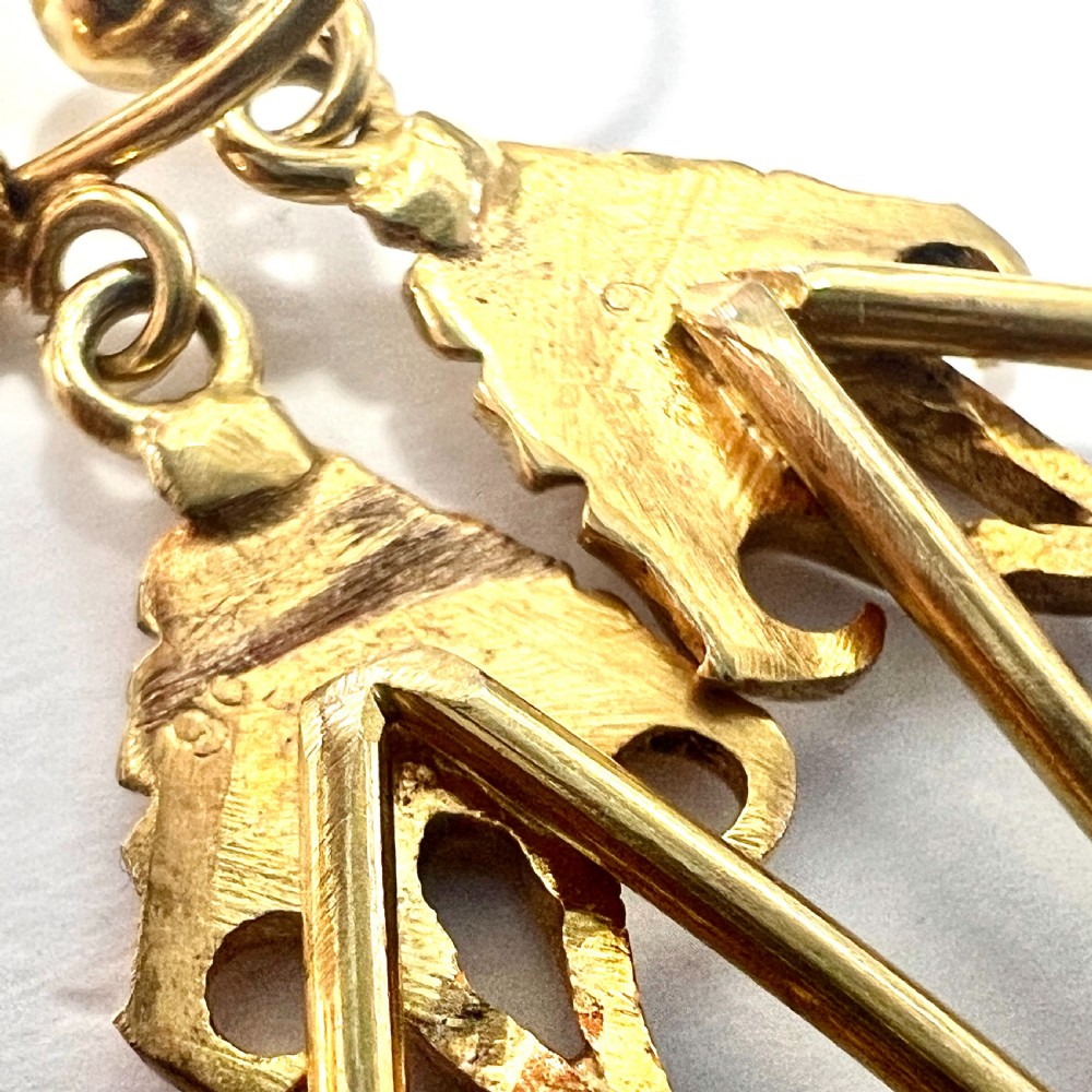 Victorian 9CT Gold Screwback Chandelier Earrings View VII