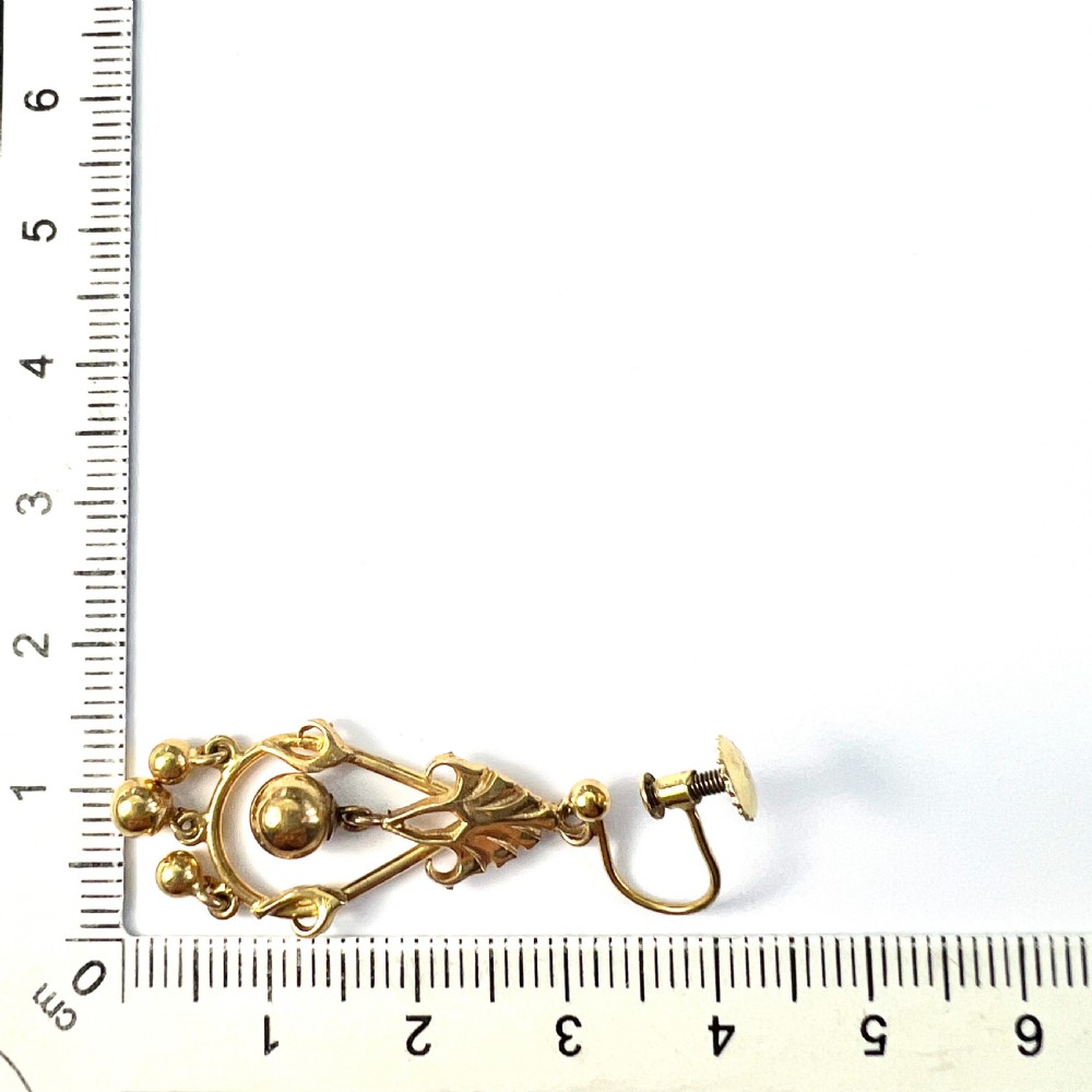 Victorian 9CT Gold Screwback Chandelier Earrings View VIII