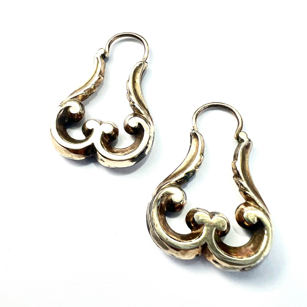 Victorian 9CT Gold Creole Hoop Earrings View II