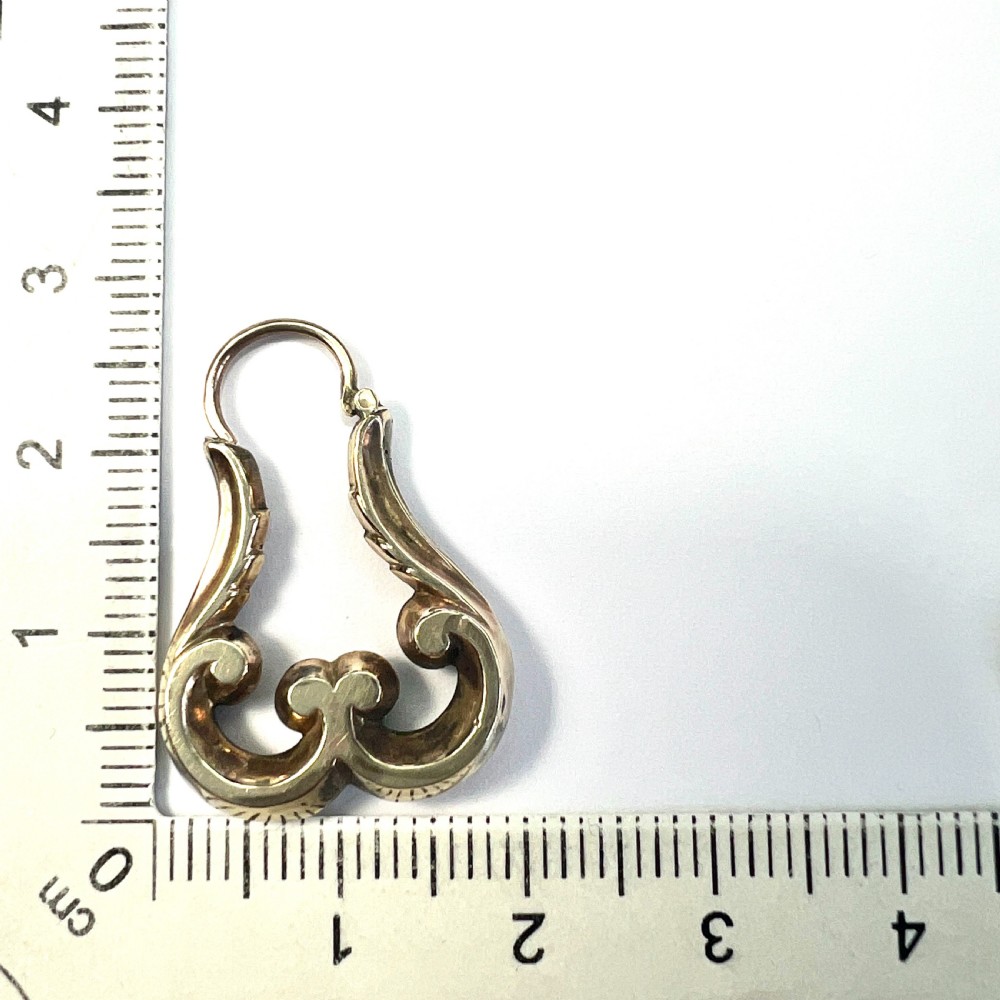 Victorian 9CT Gold Creole Hoop Earrings View VI