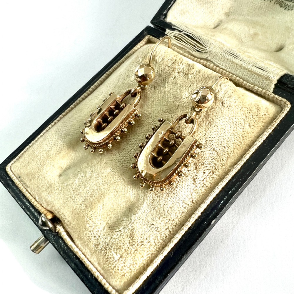 Victorian Etruscan Revival Earrings in 9CT Gold View III