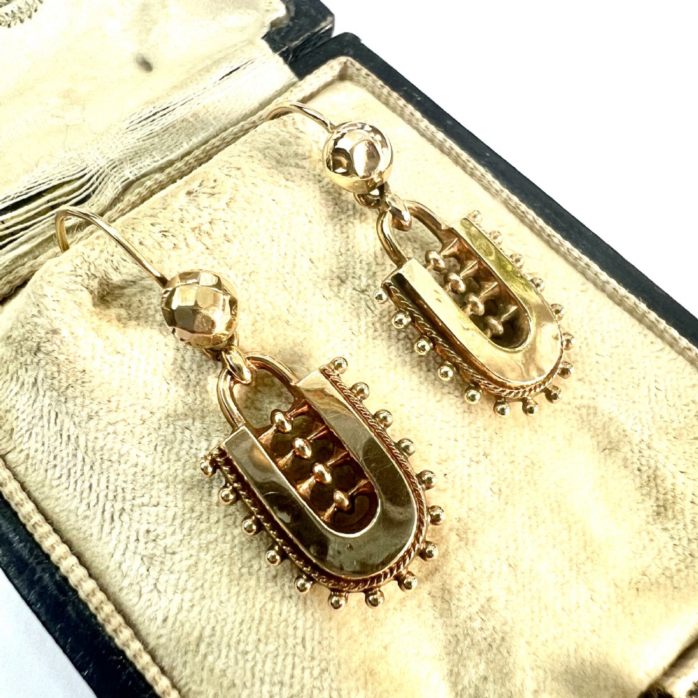 Victorian Etruscan Revival Earrings in 9CT Gold View IV