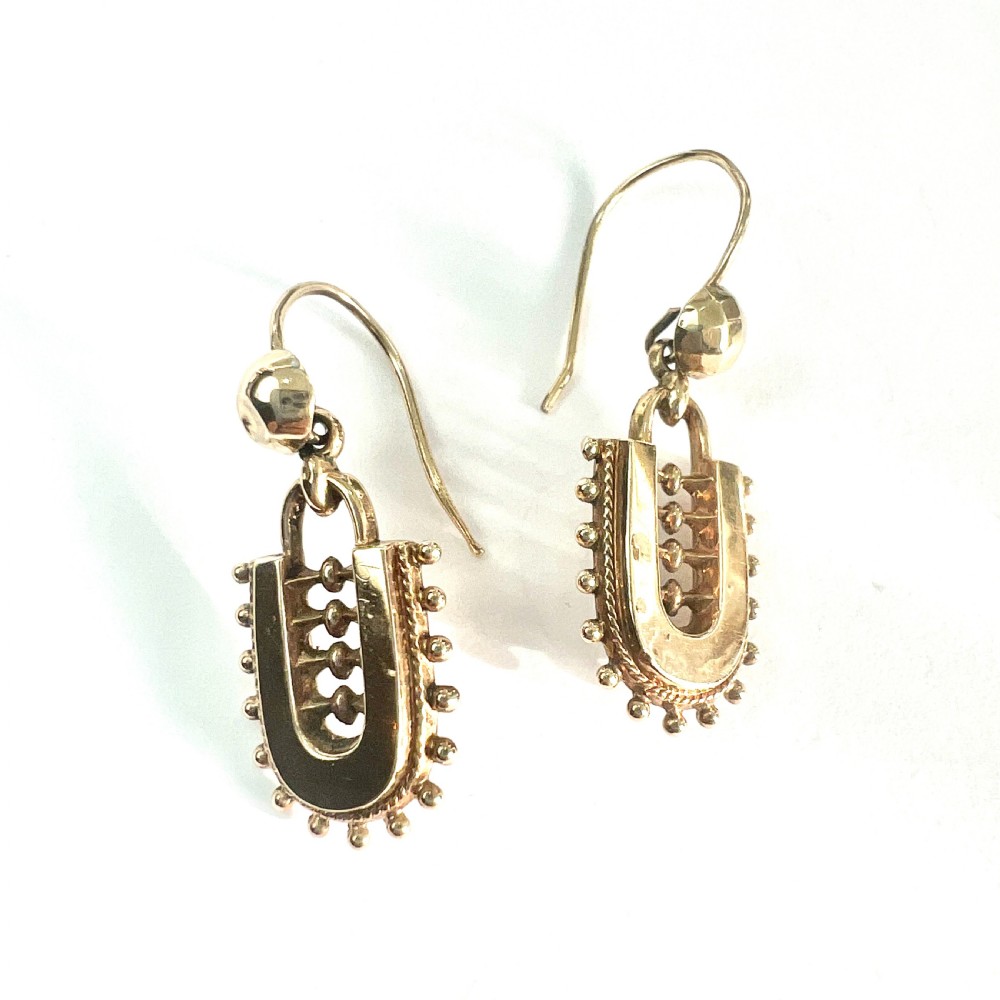 Victorian Etruscan Revival Earrings in 9CT Gold View V