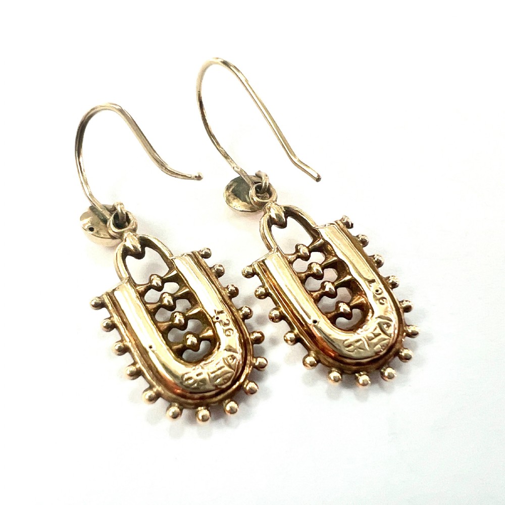 Victorian Etruscan Revival Earrings in 9CT Gold View VI