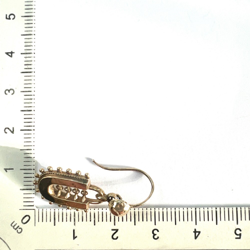 Victorian Etruscan Revival Earrings in 9CT Gold View VII