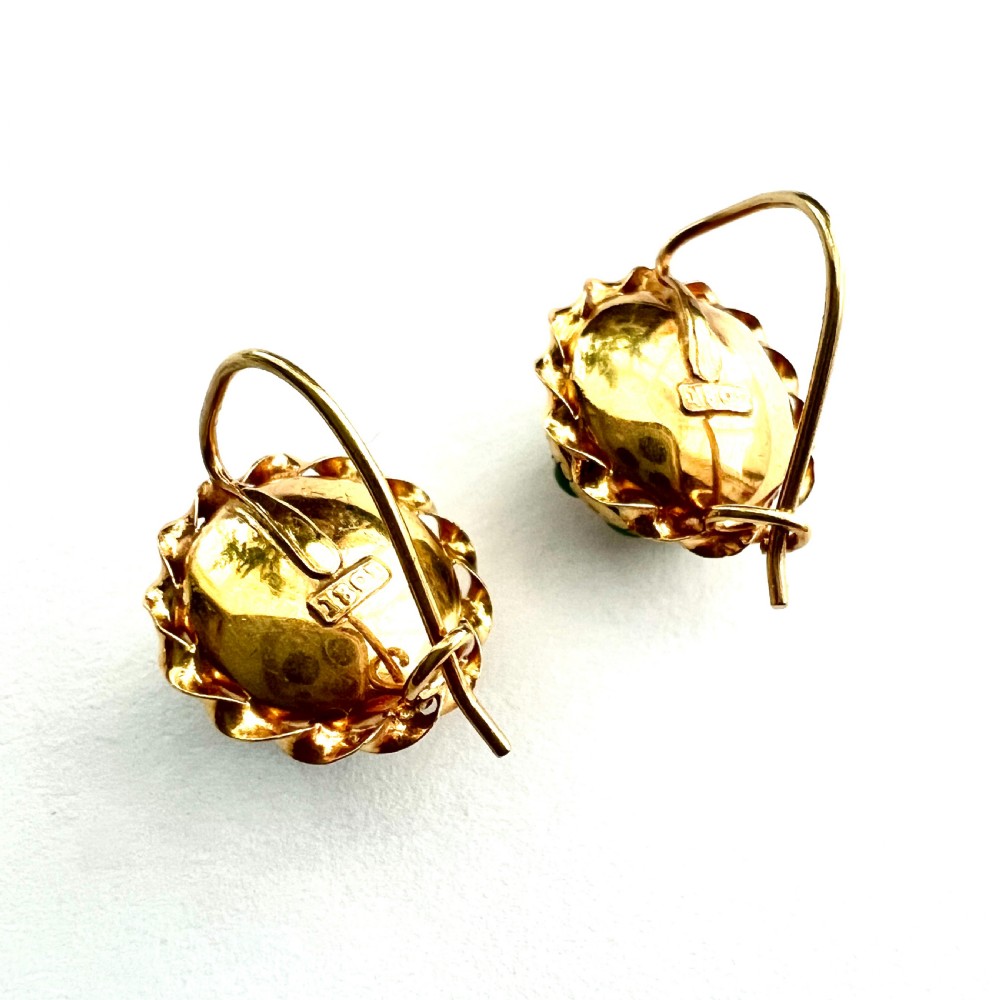 Victorian 18CT Gold Turquoise Cluster Dome Earrings View III