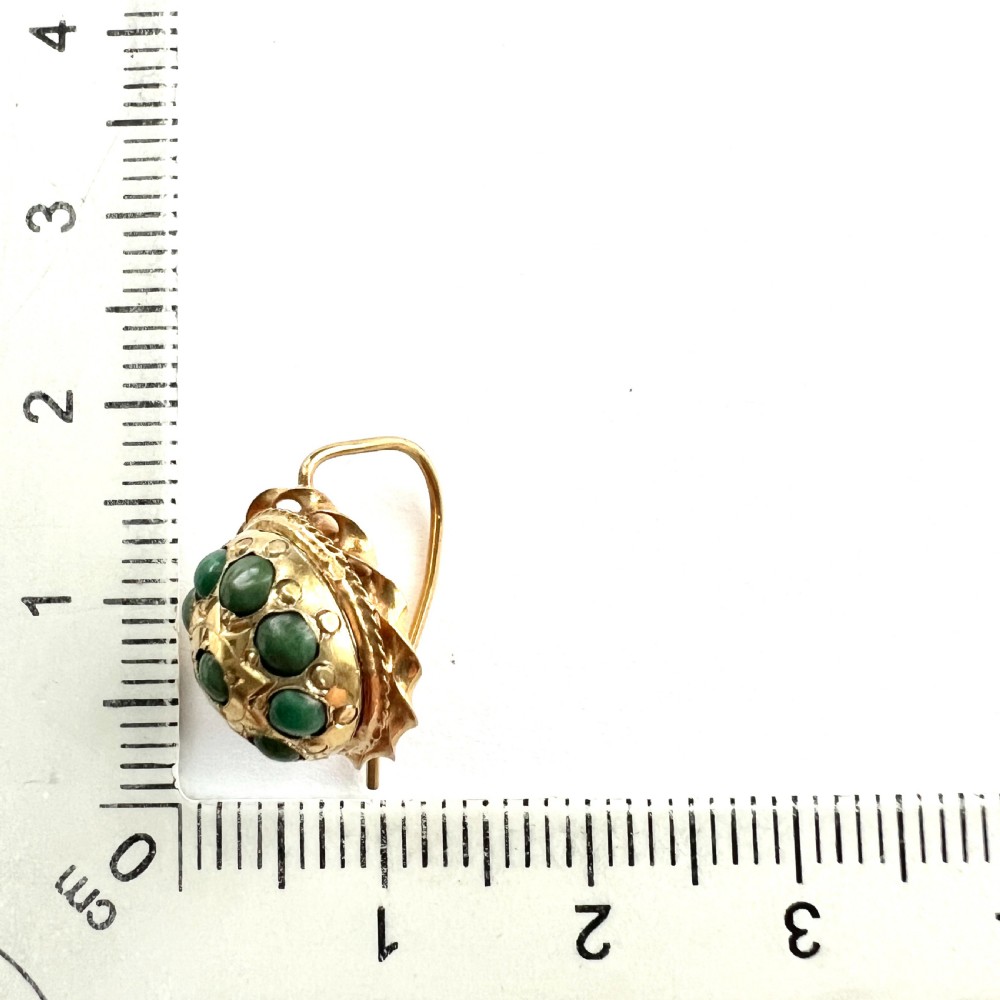 Victorian 18CT Gold Turquoise Cluster Dome Earrings View V
