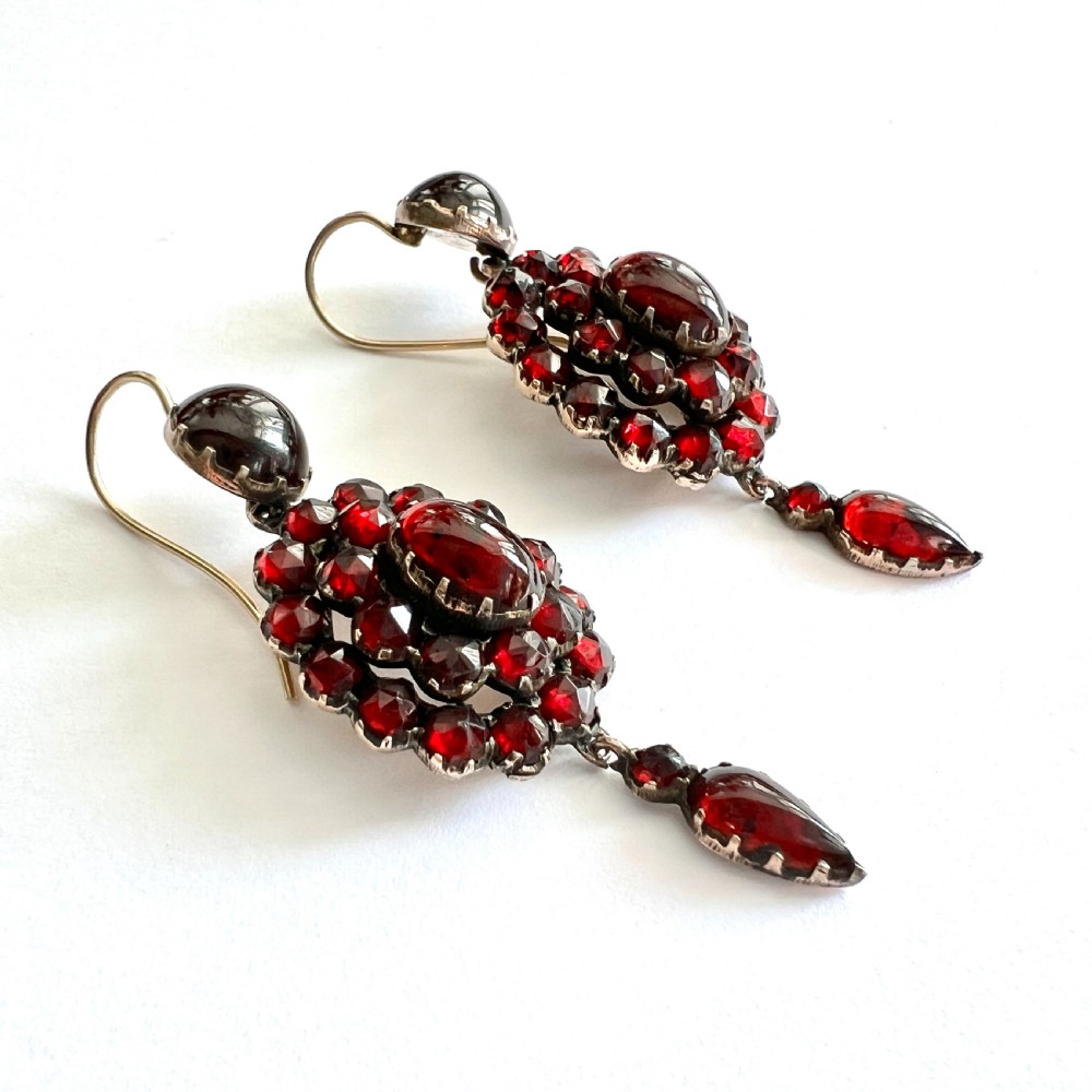 Victorian 9CT Gold Bohemian Garnet Chandelier Earrings View IV